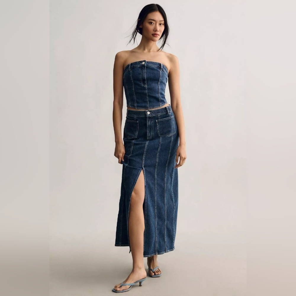 NWT ANTHROPOLOGIE | Baum und Pferdgarten Sabire Denim Maxi Skirt